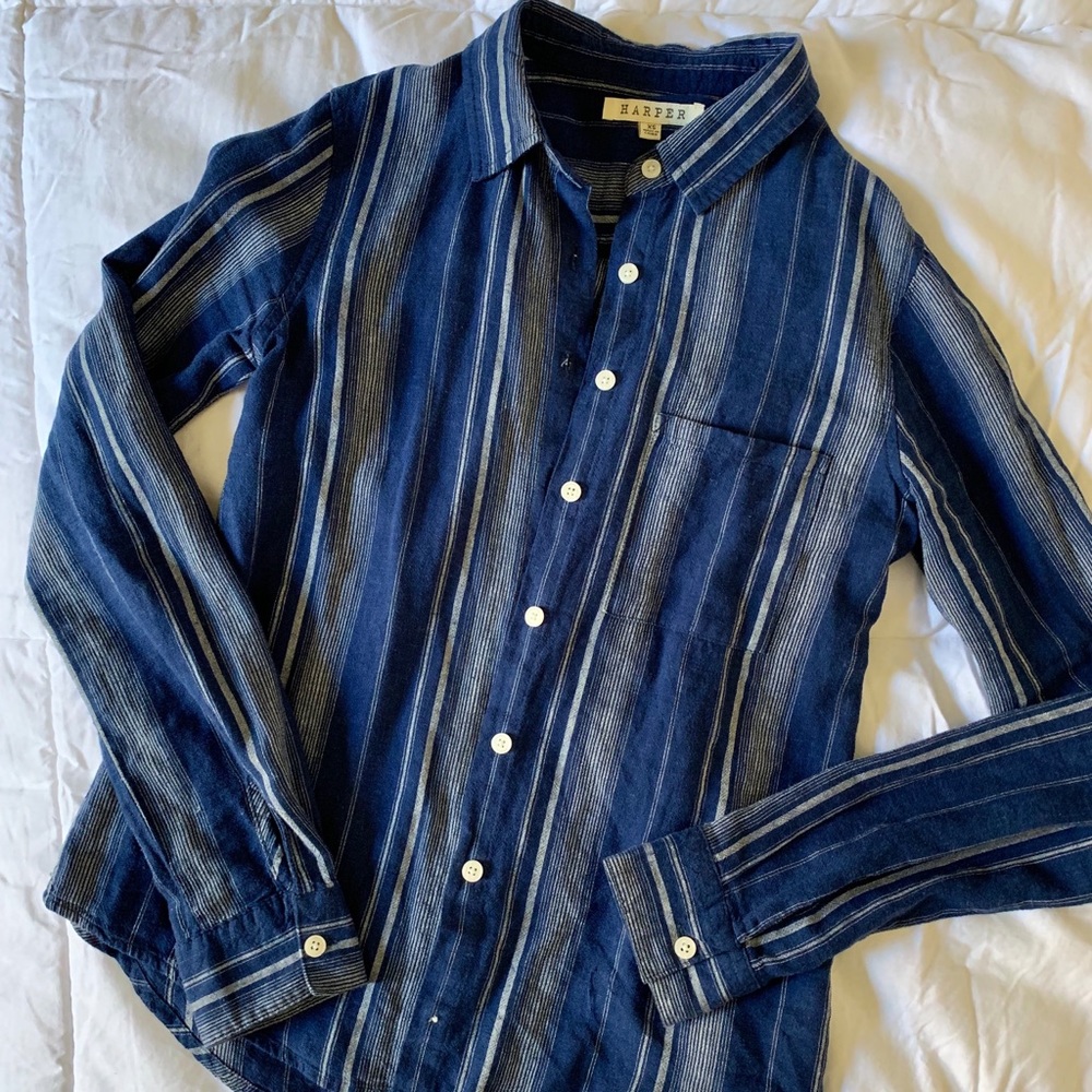 XS lightweight, striped button down.